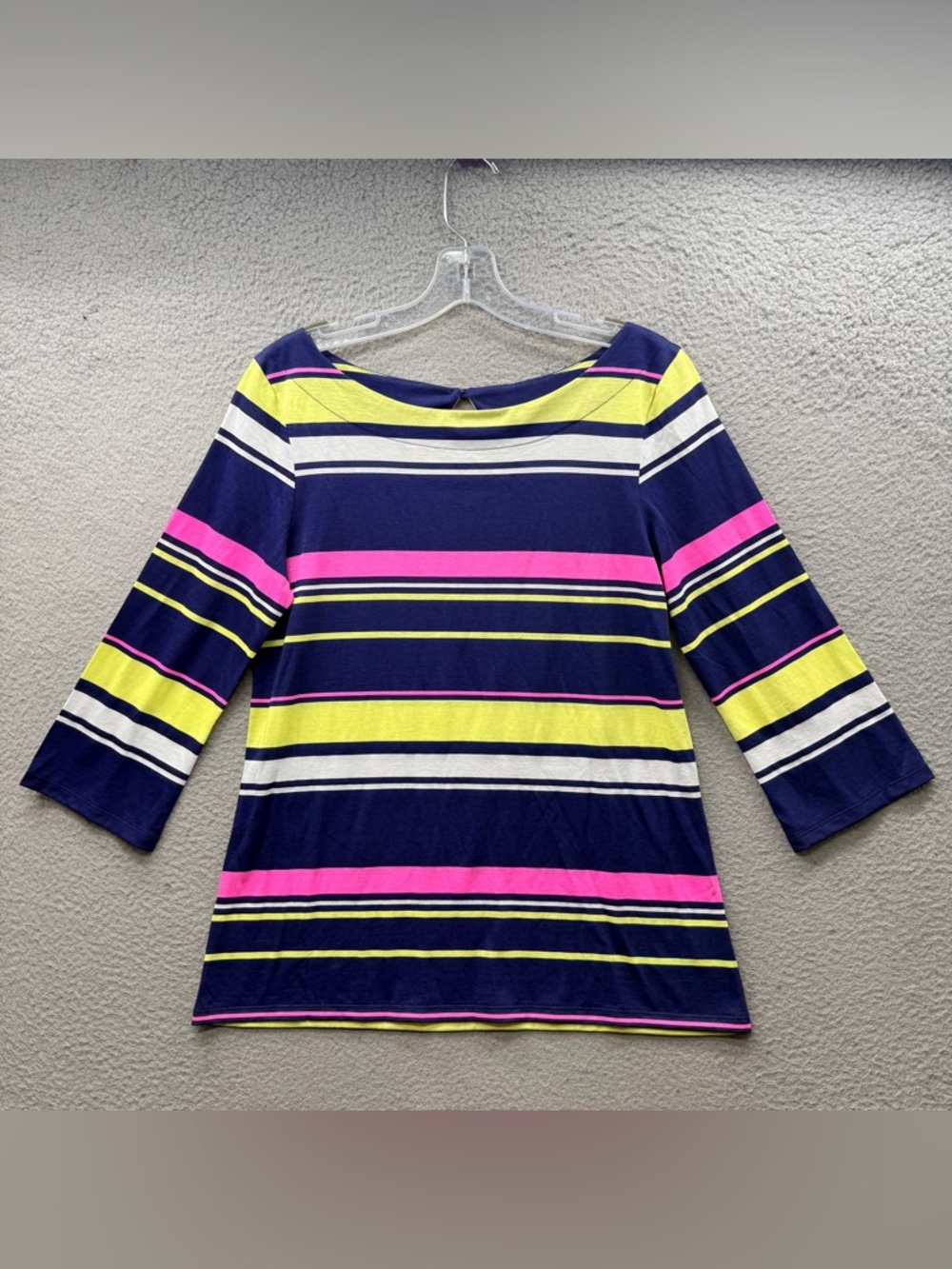 Lilly Pulitzer Marlowe Sun Striped Top Multicolor 3/4 Sleeve 100% Cotton Size M